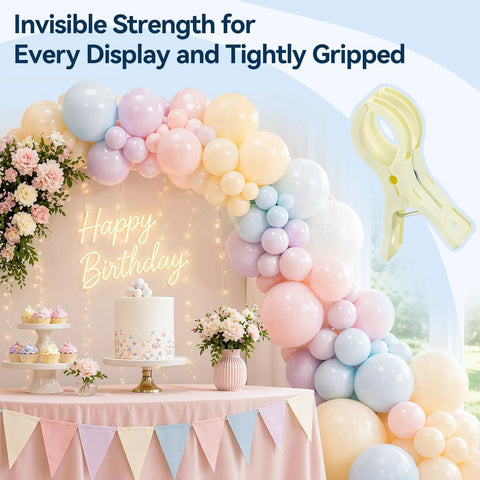 Heavy Duty Balloon Arch Clips In Pack Of Ten Beige Spring Towel Clips Fit 3.5 Inch Backdrop Stand for pastel birthday balloon arch