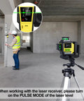 Green Laser Level Receiver With Dual LCD Displays For Detecting Pulsing Green Beams Digital Laser Detector Up To 197 Feet Range Rod Clamp Included For Pulsed Line Lasers Pro Grade used with tripod and rod clamp on construction site