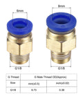 Two brass quick fittings for Pneumatic Air Cylinder Double Action MAL32X150 with 6mm and 8mm blue connectors