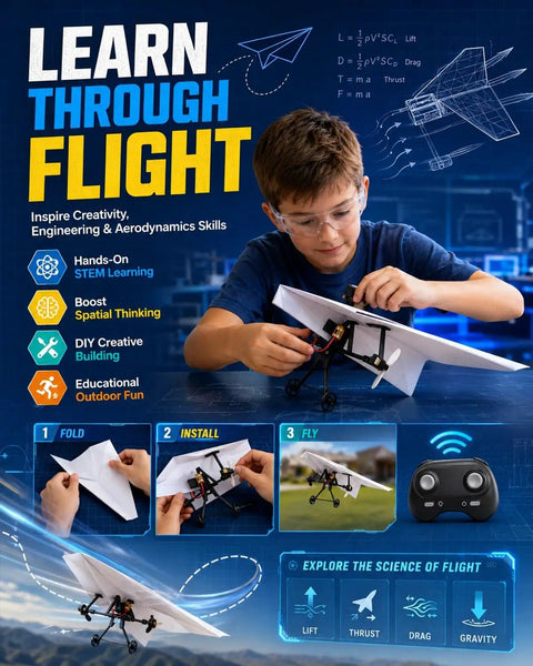 Child building Electric RC Paper Airplane Kit With Gyro Stabilizer Dual Propellers And Foldable Micro Fixed Wing Design Two Point Four GHz