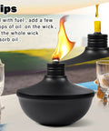 Close-up of Six Pack Upgraded Tabletop Citronella Torches With 24 Oz Fuel Capacity Refillable Outdoor Torch Lights