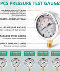 All In One Hydraulic Pressure Test Kit With Five Gauges 10 To 600 Bar And 150 To 10000 PSI featuring high-grade glycerin gauge with dual-scale for excavators and construction machinery.