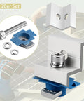 Solar Panel End Clamp Pack Of 20 For Standard Unistrut 30mm 35mm Aluminum Silver With 304 Stainless Steel Screws displayed