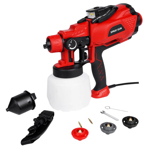 Upgraded HVLP Paint Sprayer With LED Light, 1200ml Cup, 3 Nozzles And 3 Spray Patterns, DIY Home Painting Tool with accessories