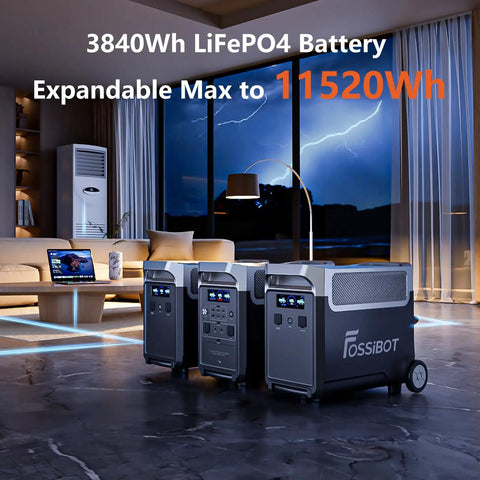 3600W Portable Power Station With 3840Wh LiFePO4 Battery 5X 120V Outlets Expandable To 11520Wh inside modern room
