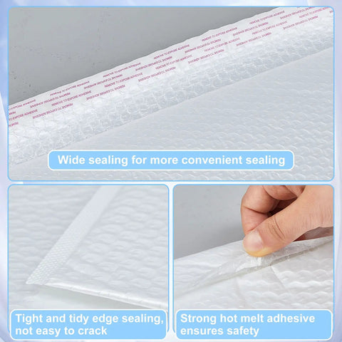 Extra Large 12 By 16 Inch Bubble Mailers Pack Of 10 Self Adhesive Cushioned Padded Envelopes showing sealing strips and adhesion