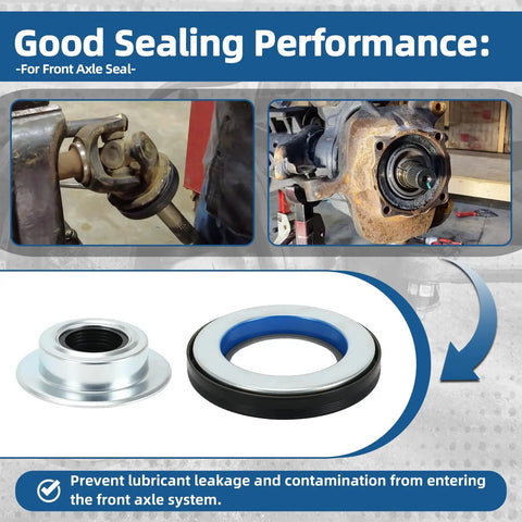 Badass Heavy Duty Front Axle Shaft And U Joint Plus Knuckle Vacuum Seal Hub O Ring And Dust Seals Kit For Ford Super Duty F250 F350 F450 F550 Dana 60 4X4 Trucks And Trail Rigs 2005 Through 2019 with sealing performance details.