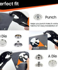 Heavy Duty Snap Fastener Tool Kit With Punching Function And Adjustable Setter 15mm Snap Tool for Boat Covers demonstration
