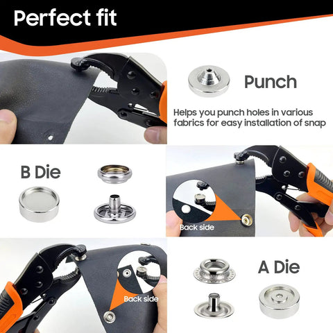 Heavy Duty Snap Fastener Tool Kit With Punching Function And Adjustable Setter 15mm Snap Tool for Boat Covers demonstration