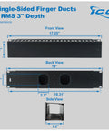 2U Finger Duct Cable Manager Panel With Cover For 19 Inch Racks 3 Inch Depth Horizontal Cable Management Black Rack Mount