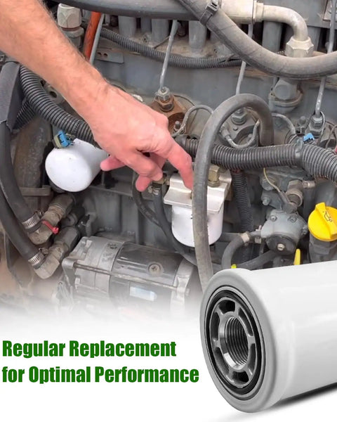 Person pointing to engine with filter, focusing on Engine Maintenance Filter Kit For Skid Steer Loaders 863 863G 864 864G 873 873G 883 T200 A300 A220 S250 Beefed Up All In One Air Fuel Oil Filter Set Replacement 6667352 6665603 6661248 6666375 6666376.