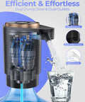 Easy Pour Workhorse Portable Electric Water Jug Pump For 5 Gallon Bottles With USB C Charging Dual High Power Motors Fast Flow Dispenser cutting through water.