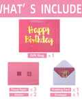 Giant Pink Gift Bag Set With Greeting Card And Tissue Paper Starry Night Design With Hot Foil Happy Birthday 13 By 5.2 By 10.2 Inches