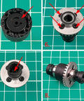 Steel Front And Rear Differential Gear Upgrade For ARRMA 1/14 Mojave And 1/18 Granite GROM RC Cars, detailed component views
