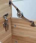 Pack of 2 Adjustable Folding Lid Stay Hinges with Soft Close installed on wooden cabinet, zinc alloy, 75, 90, 110 degrees.