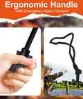 Close-up of hand holding Magnesium Fire Starter With Striker Kit High Temp Ferro Rod Fire Starter Survival Tool