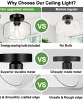 Comparison of Industrial Semi Flush Mount Ceiling Light With Seeded Glass Shade, includes 800 Lumen LED Bulb, versus market regular