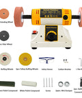 Bench Polisher And Buffer With Variable Speed For Metal Wood Jade Pro Polishing Machine 15 Piece Accessory Set