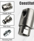 Two Pack 1/2 Inch Hose Reel Swivel Fittings Replacement Made From Ni Al Nickel Aluminum Alloy Durable Metal Corrosion And Rust Resistant Heavy Duty Design For Easy Replacement On Hose Reels And Reel Systems. Female body view