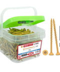 Tan Epoxy Coated Wood Screws Kit With Torx Drive Flat Head Self Tapping 9x2-1/2 Inch For Decks Fences Framing 306 Pieces