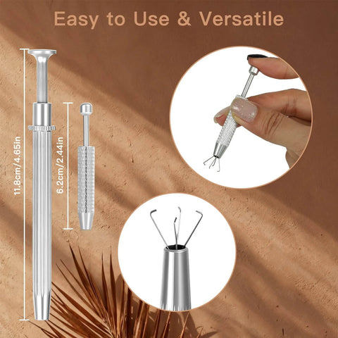 Piercing Taper Ball Grabber Tool For Easy Jewelry Change And Flat Back Earrings Insertion with measurement details