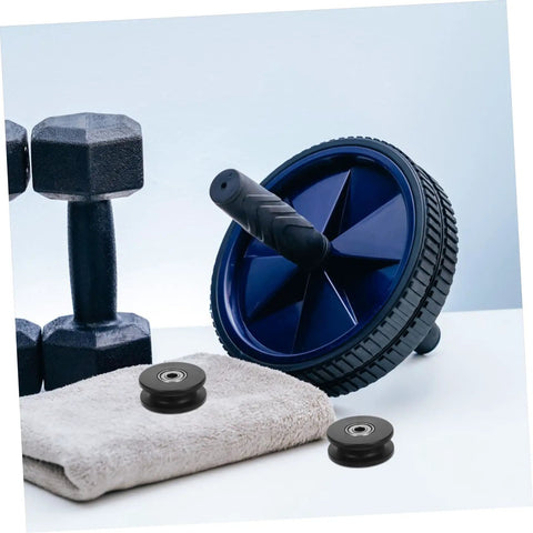 Two Pack Fixed Pulley Roller For Gym Cable Systems Quiet Nylon Wheel Replacement For Home Gym And Hospital Fitness Equipment With Dual Bearing Silent Operation Pro Grade, blue wheel