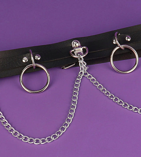 Premium Punk Belt With Chain For Women Adjustable Leather Body Chain Gothic Accessory with polished alloy hardware and chain.