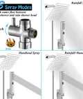 Dual Shower Heads With Handheld Spray Combo, showing 3 spray modes and 6 Inch Square Rain Shower Head with 78 Inch Hose