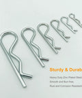 Heavy Duty Cotter Pin Assortment Kit With 30 Zinc Plated Hairpin Fasteners In Sizes M1.6 To M3.5 For Hitch Pin Lock Systems From Jongdari Carbon Steel Construction Burr Free Finish Six Pro Grade Size Packs For Easy Replacement displayed in six sizes.