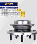 Front Wheel Bearing And Hub Assembly Two Piece Set For Dodge Journey 2009 2017 And Ram ProMaster 1500 2500 3500