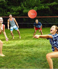 Go To Backyard Volleyball Kit For Ultimate Family Fun Easy Setup Portable Outdoor Recreation Gear in action with players.