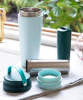 Premium Portable Breast Milk Cooler Built To Keep Pumped Storage Ice Cold For Up To 24 Hours with stainless steel and teal accents.