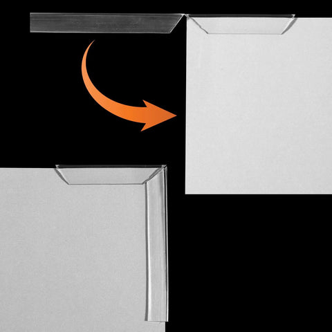 Genuine Clear U Channel Edge Trim Runs A Solid 13 Feet Long With Bendy Construction. Shows edge protector on a corner.