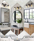 Three Light Farmhouse Vanity Light Fixture For Bathroom Wall Mount In Oil Rubbed Bronze With Clear Glass Shades above sink