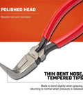 6 Inch Curved Needle Nose Pliers With Cushion Grip, Solid Joint, Forged Alloy Tool Steel Build For Durability, Polished Finish