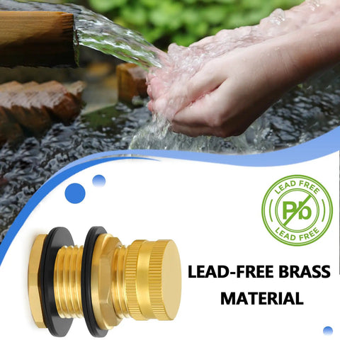 All Brass Garden Hose Bulkhead Fitting With Plug Half Inch Female NPT Three Quarter Inch Male GHT Thread Tank Connector