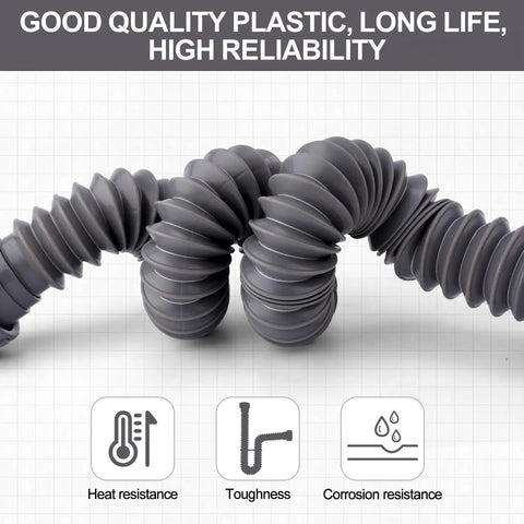 Expandable 1-1/2 Inch Sink Drain Kit With Flexible P-Trap No-Fuss Quick Install, 7.5 To 17.7 Inch Drain Pipe heat resistance detail