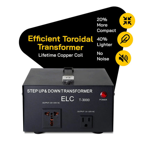 Heavy Duty 3000 Watt Voltage Converter Transformer For 110V To 220V And 220V To 110V Electronics with ports and power switch