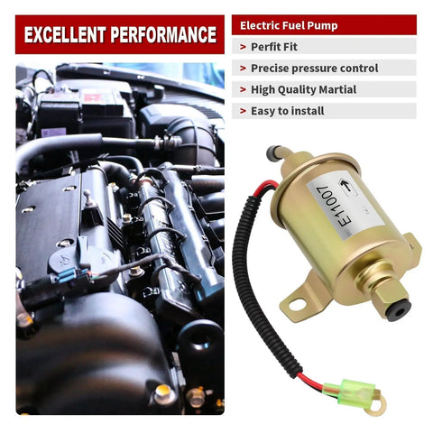 Electric Fuel Pump For Onan Cummins 4000 4KW Microlite MicroQuiet Generator Replacement, shown near engine, fits RV and marine use.