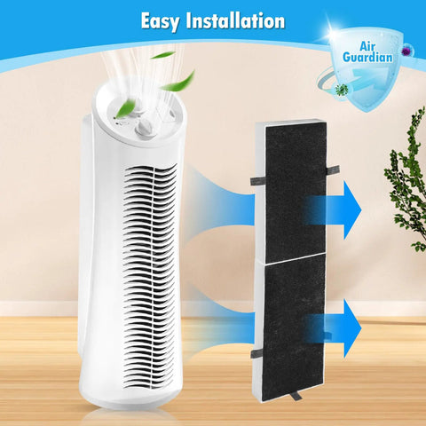 4 Pack H13 True HEPA Filter Replacement For Honeywell U HRF201B And Febreze FRF102B shown easy installation with air purifier