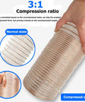 Heavy Duty Shop Grade Vacuum Hose Flexible Dust Collector Pipe Built Tough For Woodworking showing 3:1 compression ratio and flexible material.
