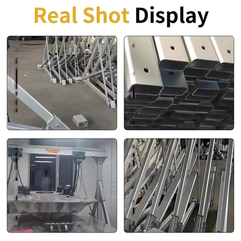 Pro Grade Lightweight Aluminum Gantry Crane, 2 Ton 4400 Lbs Capacity, No Sweat Height Adjustment, Portable Rolling Hoist For Garage Shop Heavy Duty Moving Jobs assembly and parts showing adjustable features.