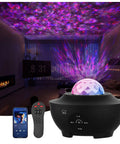 Dope Galaxy Projector For Bedroom With Ocean Light Bluetooth Speaker showing starry sky and waves in living room setting