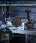 Dial Indicator With Magnetic Base For Home Shop Use 0 To 1 Inch Range 0.001 Inch Readout 132 Lb Pull Fine Adjustment Knob placed on CNC machine