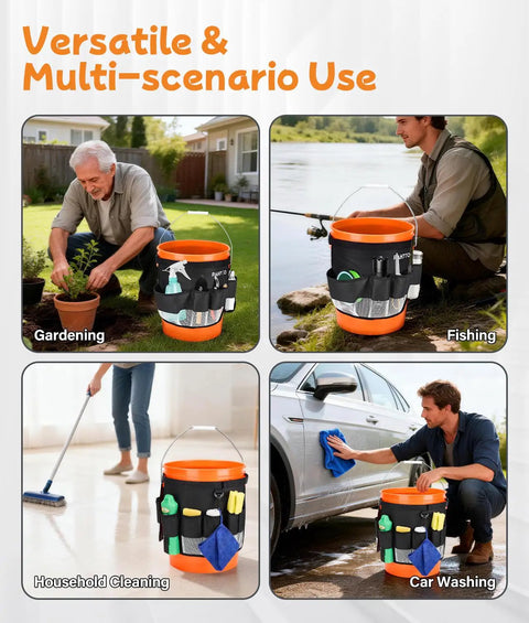 Bucket Tool Organizer For 3.5 To 5 Gallon Buckets, Waterproof Exterior Caddy With Mesh Pocket in various usage scenarios