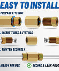 Garage Ready Heavy-Duty Zinc Coated Brake Line Tubing Kit installation steps for fittings and lines with secure connections.