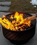 26 Inch Wood Burning Fire Pit Table With Grill And Lid For Backyard BBQs And Bonfire Nights, outdoor fire in metal pit