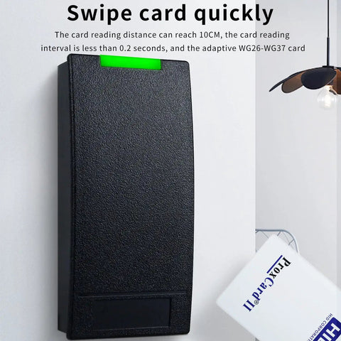 Rugged Waterproof 125KHz Proximity RFID Card Reader With Wiegand 26 To 37 Bits RS232 RS485 UART TTL IP68 Outdoor Access For Gates Office And Industrial Settings, wall-mounted view