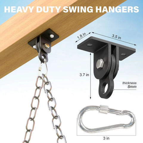 Heavy Duty Swing Set Bracket Kit With 2 A-Frame Brackets And 4 Swing Hangers For Outdoor Playground Mounting On Porch Or Yard Black Steel Hardware Built Tough Rust Resistant And Ultra Stable