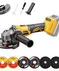 Hardcore Cordless Angle Grinder 4 Inch Smooth Operator Compatible With Dewalt 20V Max Batteries For Steel Fabrication And Home Renovation Jobs No Fuss Tool Only Sweet Finish with accessories.